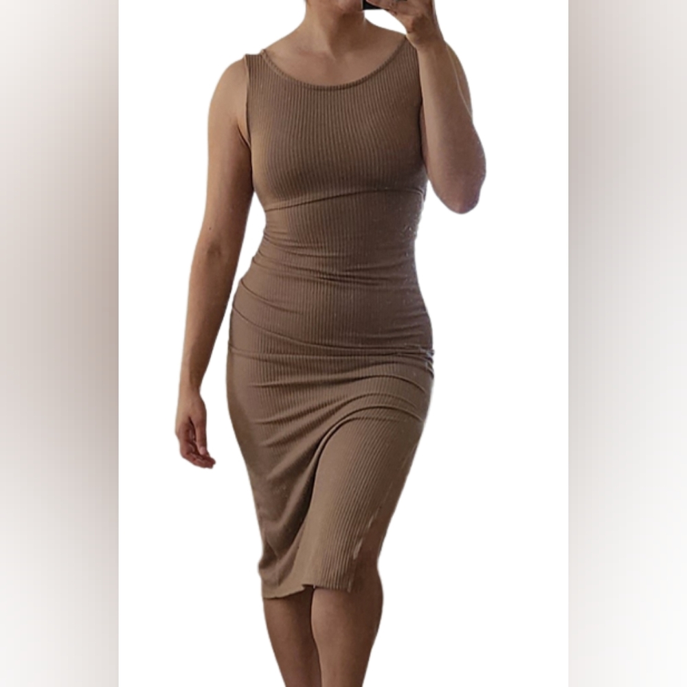 Beige Tan Bodycon Dress
